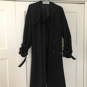 Classic black trench coat belted high quality wool
